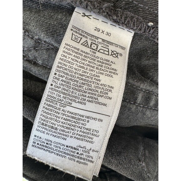 GAP Men's Baggy Cargo Jeans 29x30 Black Washed Faded Denim Double Pockets - Picture 9 of 9